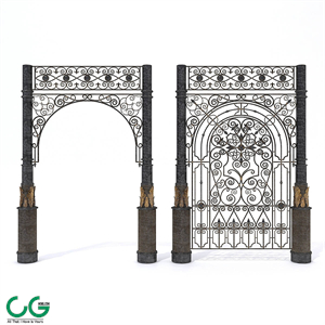 Wrought iron grille and portal